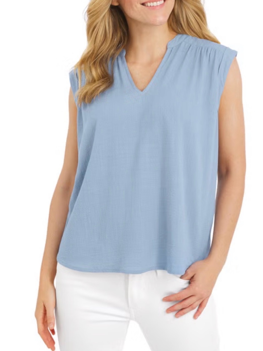 Lands' End Women's Cotton Blend Sleeveless Top